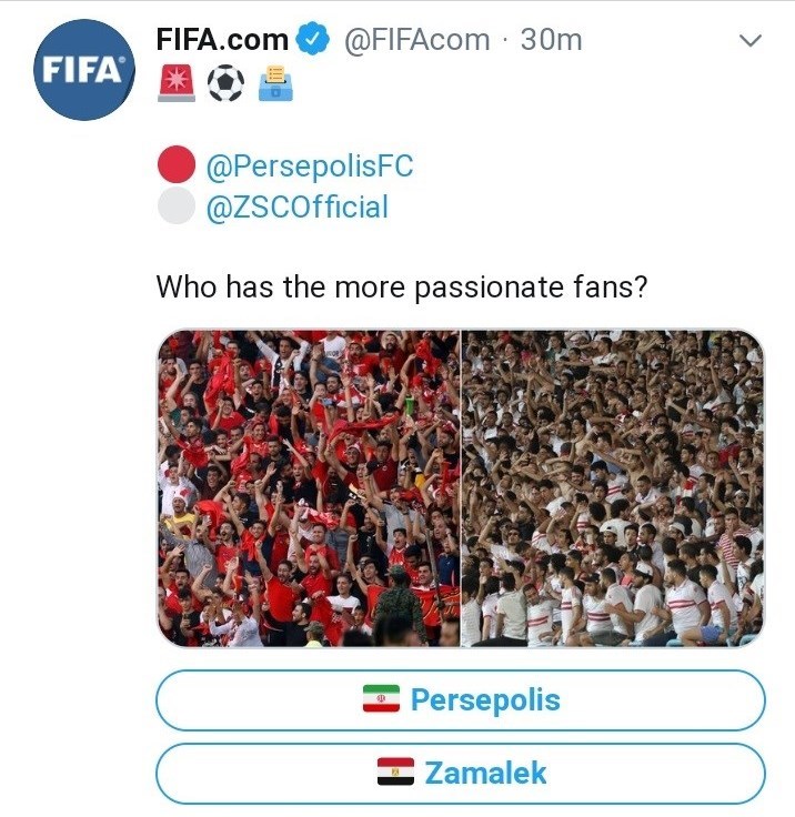 نظرسنجی فیفا با مقایسه هواداران پرسپولیس و تیم مصری